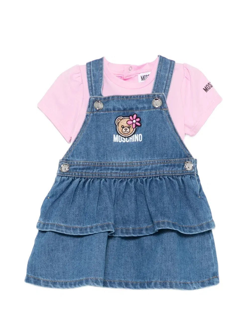 Комплект из топа и юбки с оборками Moschino Kids, синий