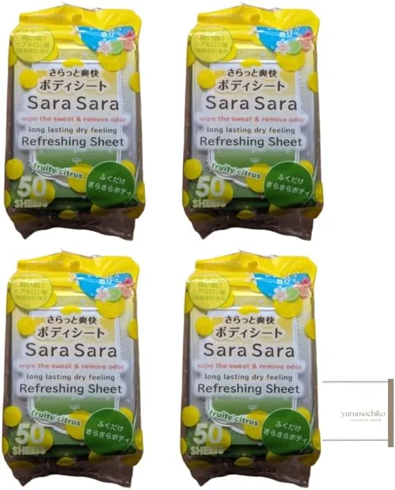 Дезодорант-салфетки Sara Sara Body Sheet, освежающие, с фруктовым цитрусовым ароматом, 50 шт x 4 упаковки
