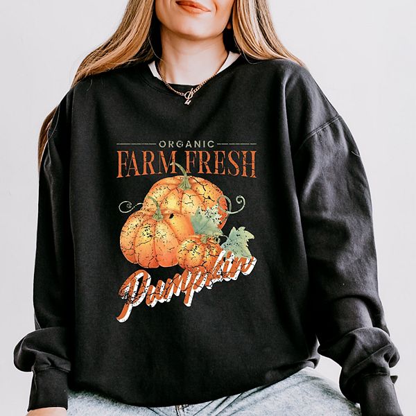 

Фермерская тыква акварель - женский легкий свитшот garment dyed Simply Sage Market, Black