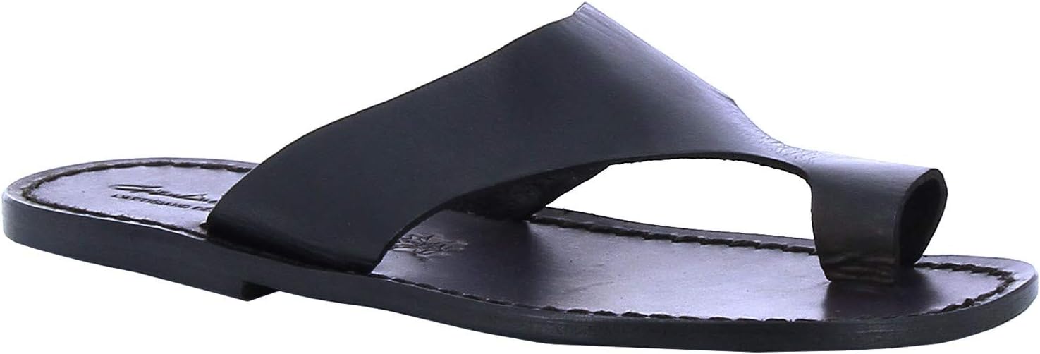 

Мужские кожаные тапочки ручной работы ручной работы Gianluca - L'Artigiano Del Cuoio, черный