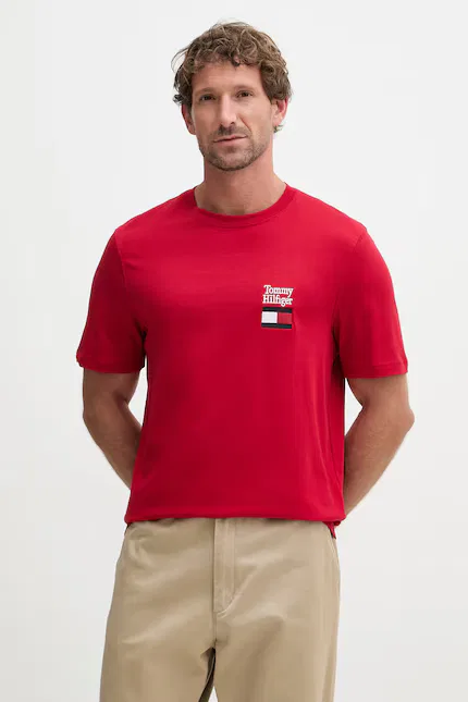 Футболка хлопковая базовая Tommy Hilfiger, красный