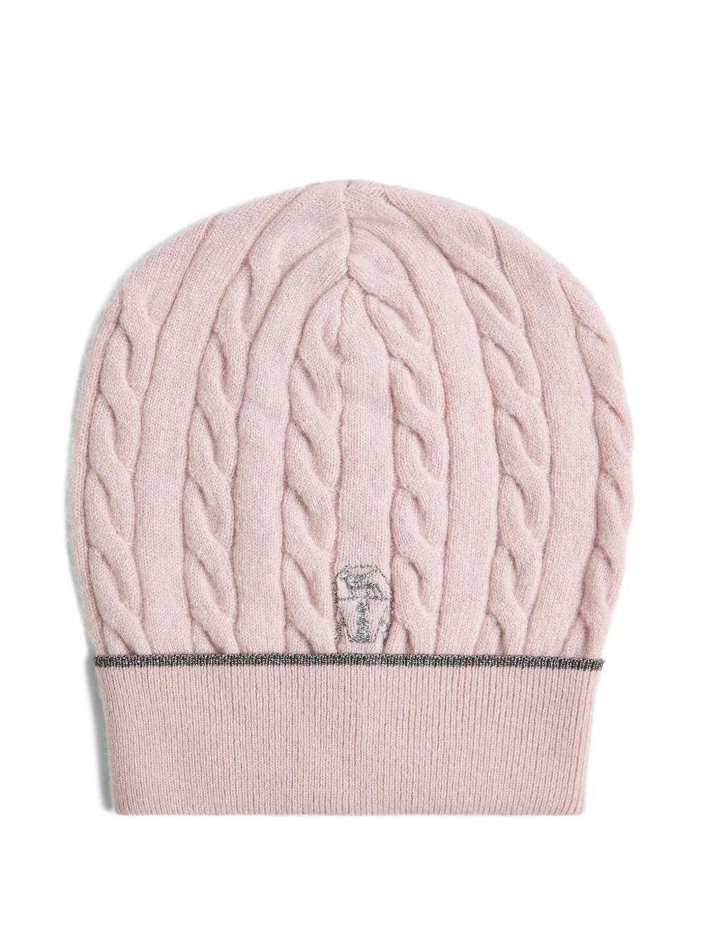 

Шапка с логотипом, вязанная косами Brunello Cucinelli Kids, розовый