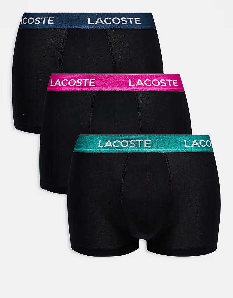 

Комплект из 3-х трусов-боксеров Lacoste черного цвета с разноцветными поясами