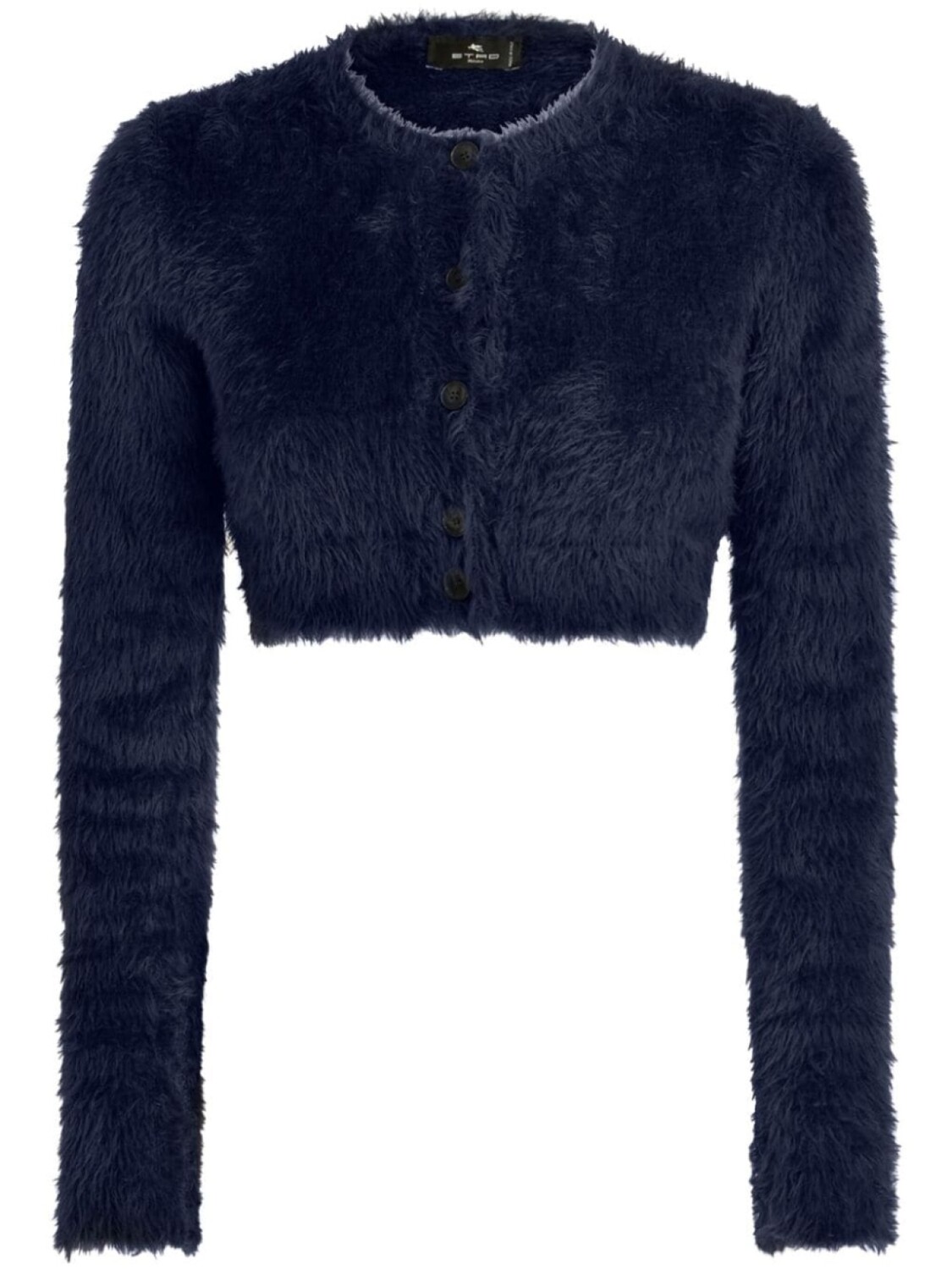 

ETRO укороченный кардиган с искусственным мехом, синий