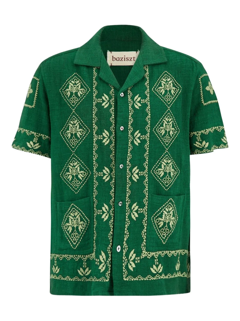 

Мексиканская рубашка на пуговицах с вышивкой Baziszt, зеленый
