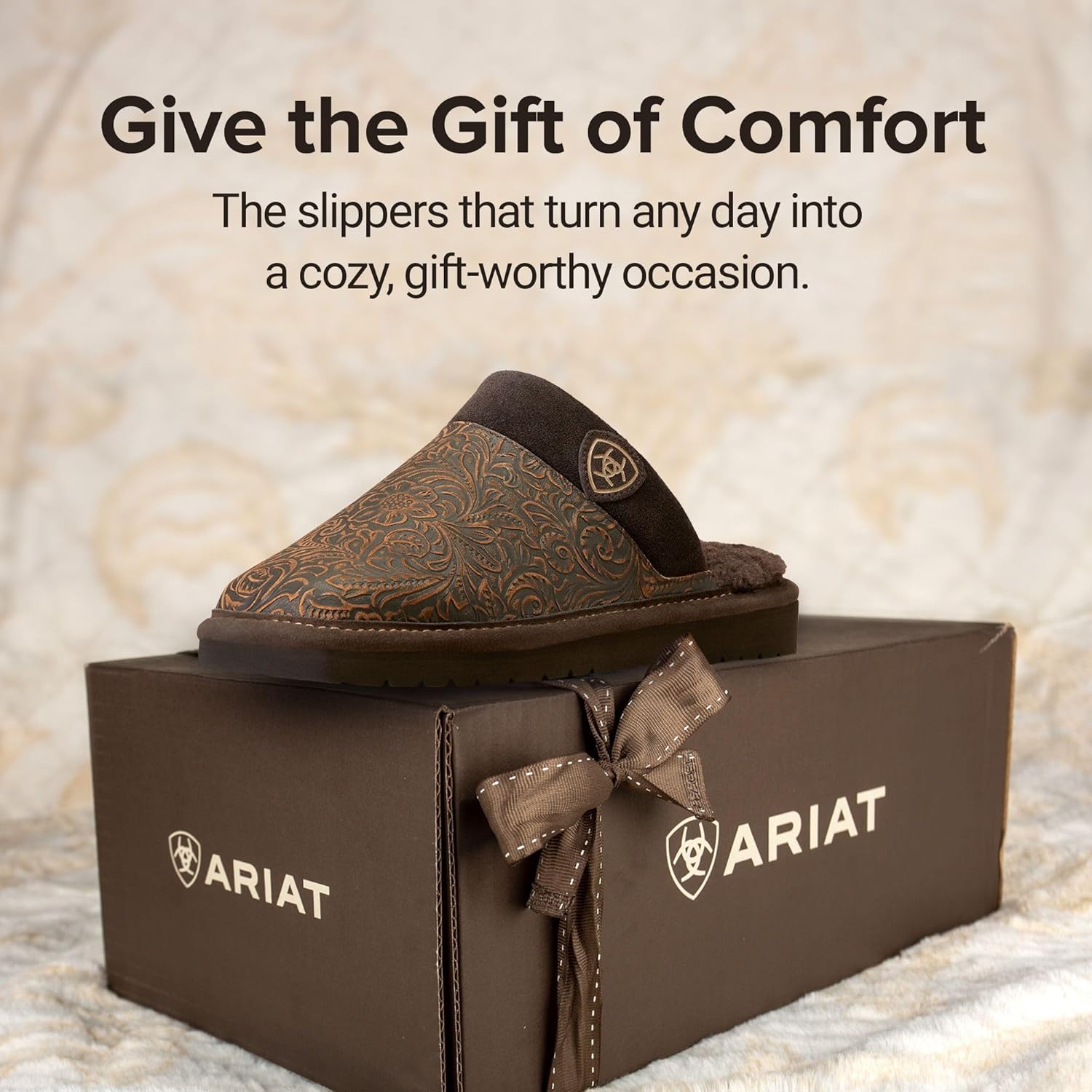 Мужские сланцы ARIAT Silversmith с тиснением, выполненные из мягкой полной кожи, квадратный носок, для дома и улицы, коричневый — фото 4