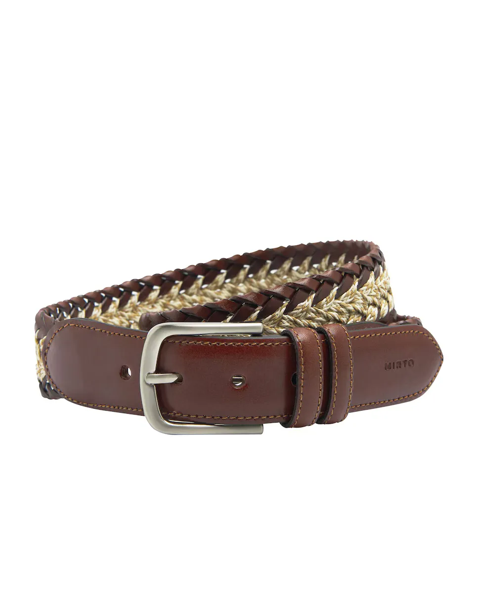 

Двухцветный плетеный мужской ремень Mirto, цвет Natural