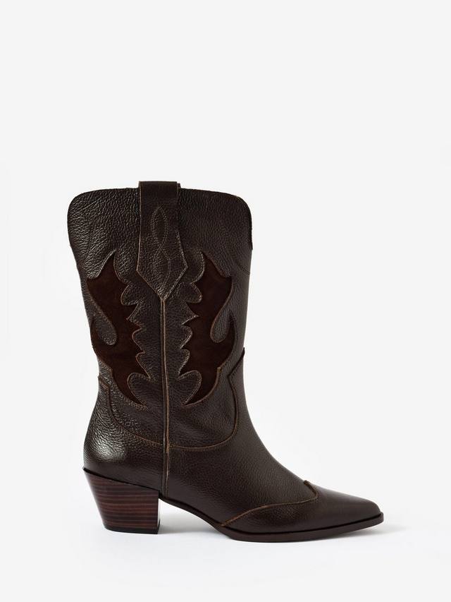 Ковбойские ботинки Dulcie из кожи Mint Velvet, Dark Brown