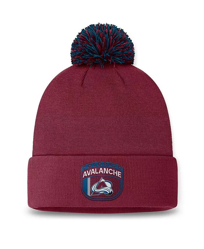 

Мужская бордовая вязаная шапка Colorado Avalanche 2024 NHL Draft с манжетами и помпоном Fanatics