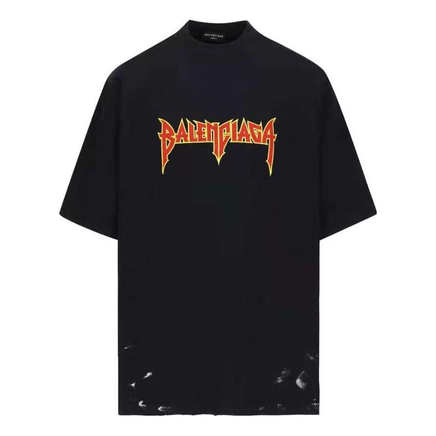 

Футболка Balenciaga Metallica Short Sleeve T-Shirt Oversized Fit 'Black Orange', черный
