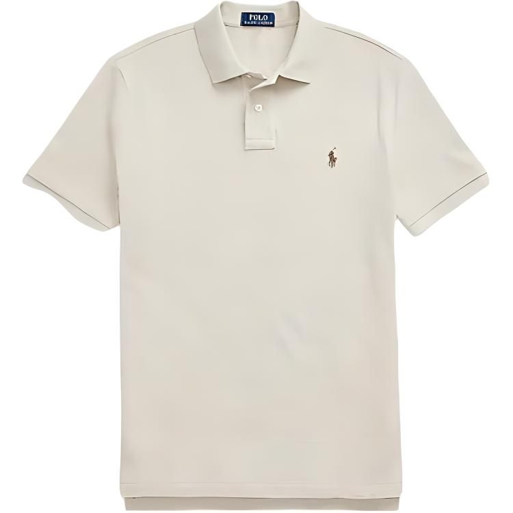 Поло с вышитым винтажным логотипом Polo Ralph Lauren, бежевый — фото 3