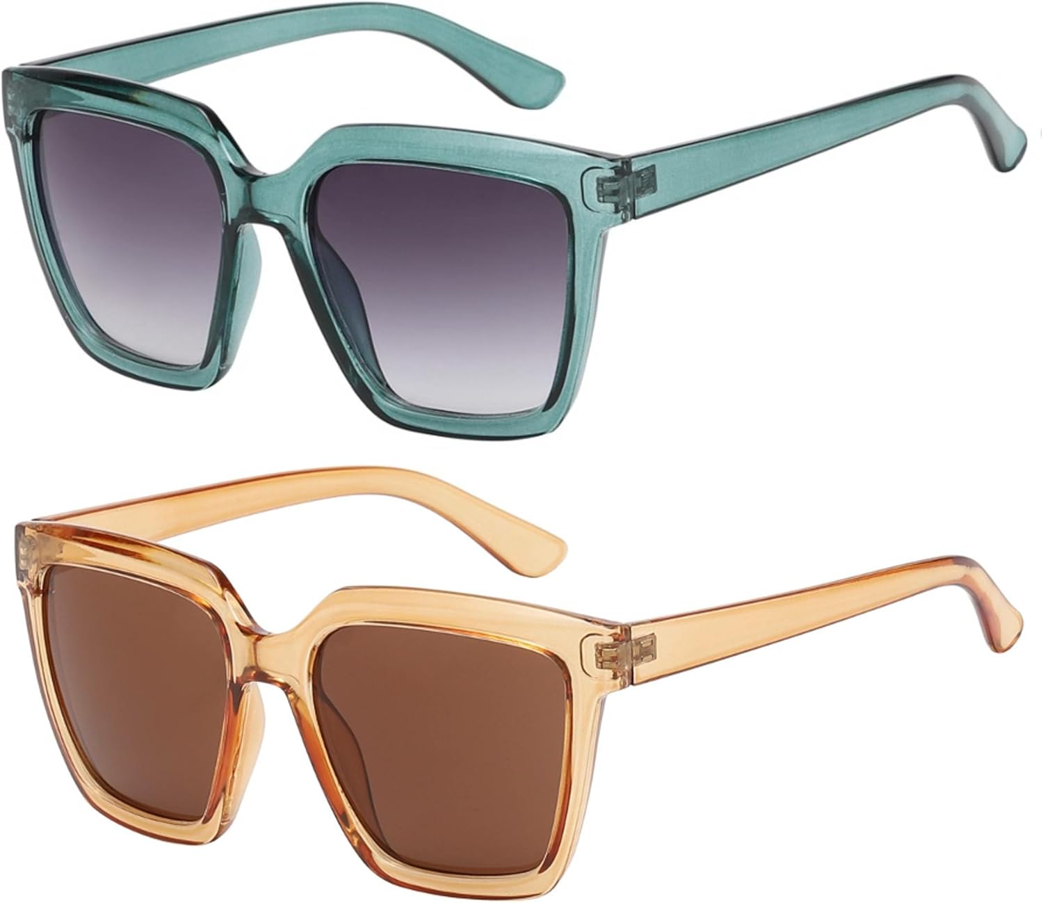 

Винтажные квадратные солнцезащитные очки OWL увеличенного размера для мужчин и женщин - оправа с роговым рисунком, защитные линзы, толстый пластик, стиль "кошачий глаз", Turquoise, Beige