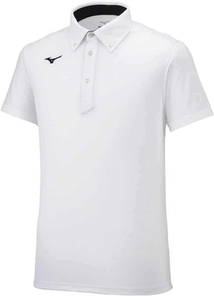 

Мужская рубашка-поло Mizuno на пуговицах, влагоотводящая, быстросохнущая, 32MAC180/32MA2180, белый/черный