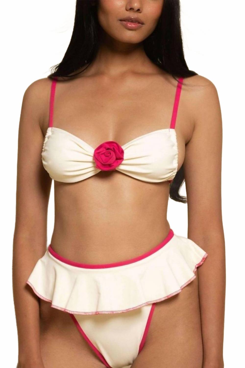 

Топ бикини Devin Rosa в кремово-малиновом цвете с переплетом Montce, Cream Raspberry Binded