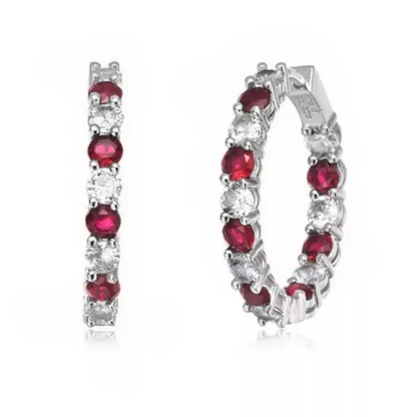 

Серьги-Кольца с вывернутыми наизнанку цветными кубическими цирконами Rachel Glauber, red