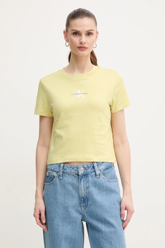 

Хлопковая футболка Calvin Klein Jeans, желтый