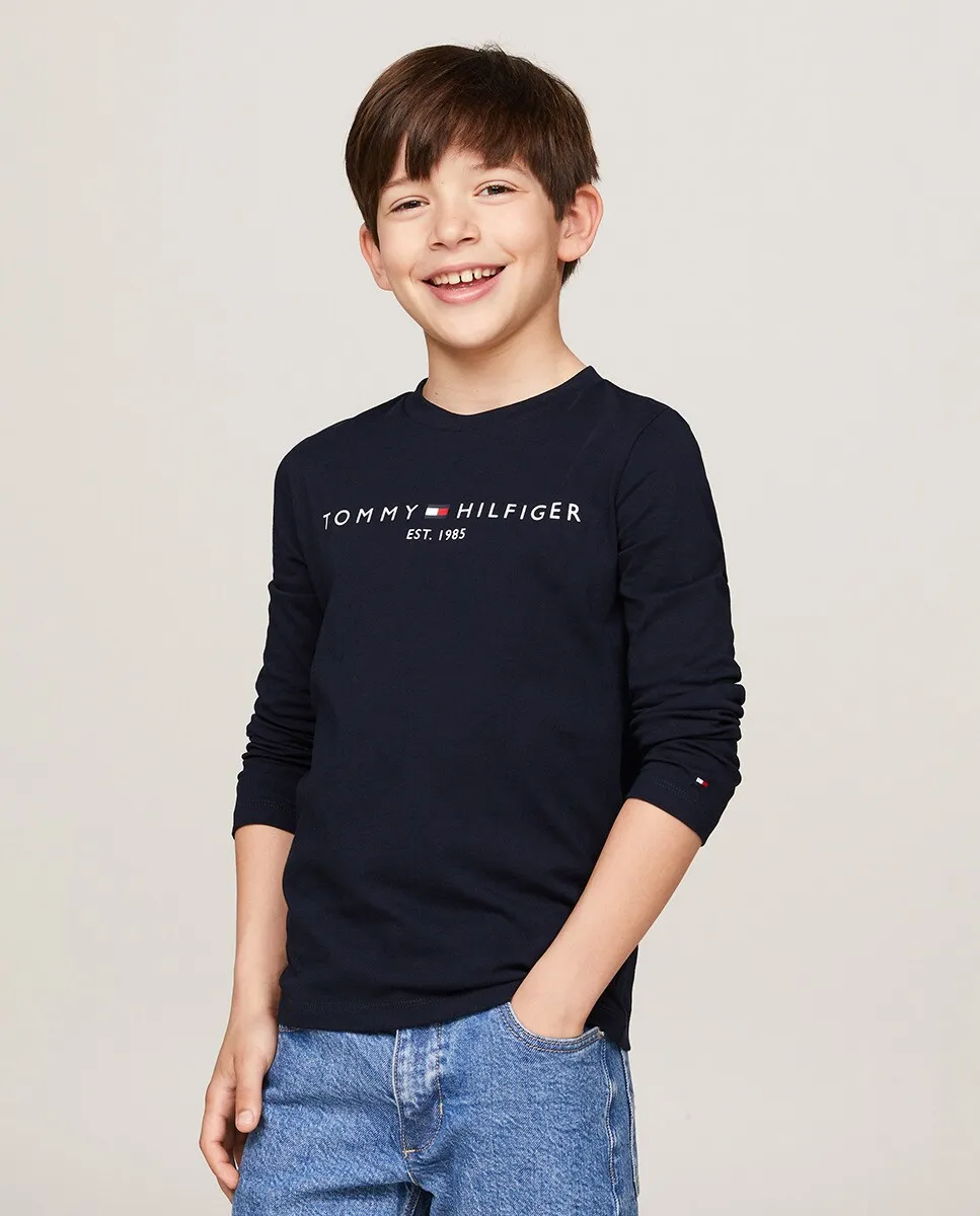 

Футболка для мальчика с длинными рукавами и фирменным логотипом Tommy Hilfiger, синий