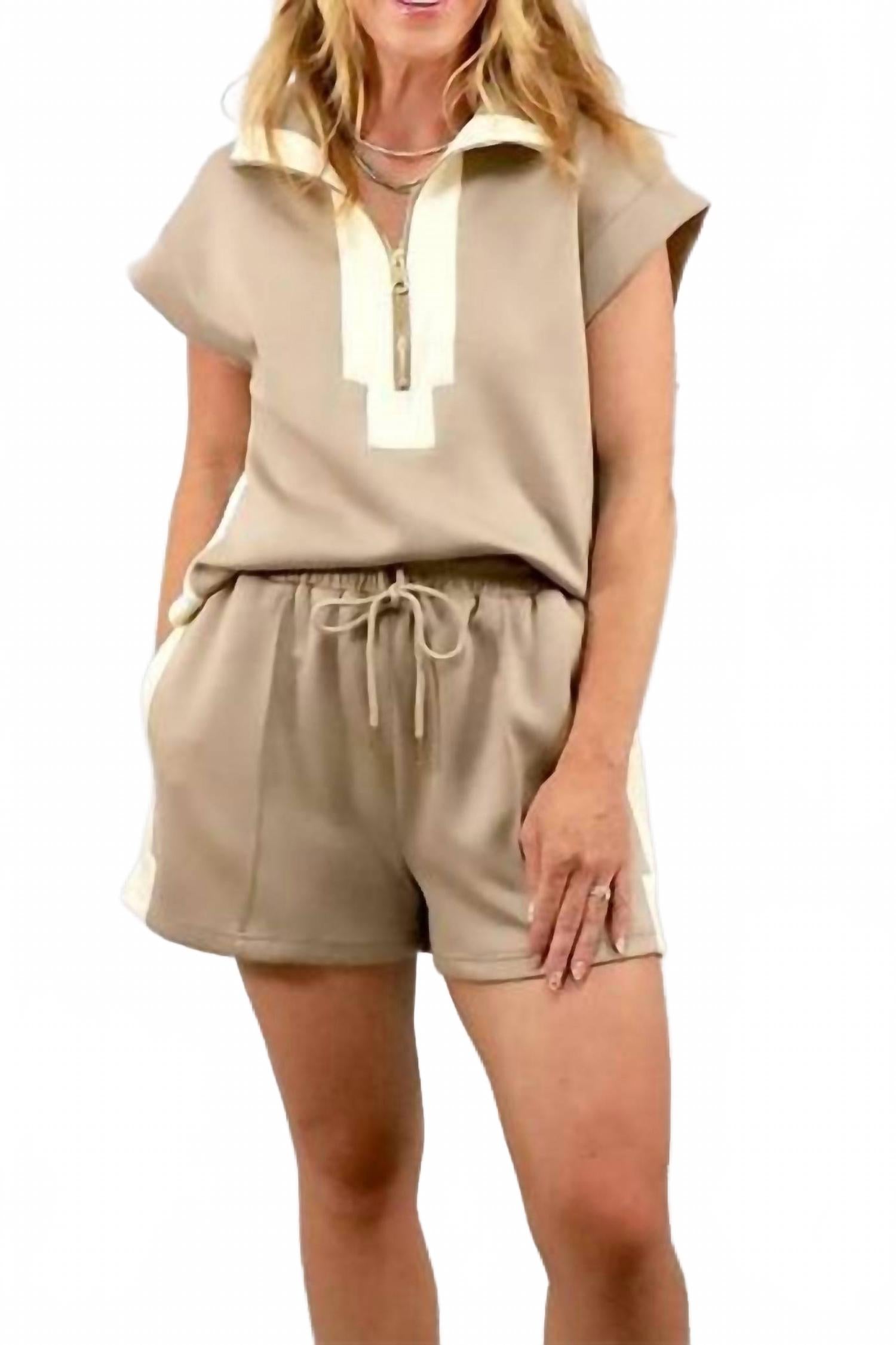 

Комплект топ и шорт тауп для путешествий Entro, Taupe