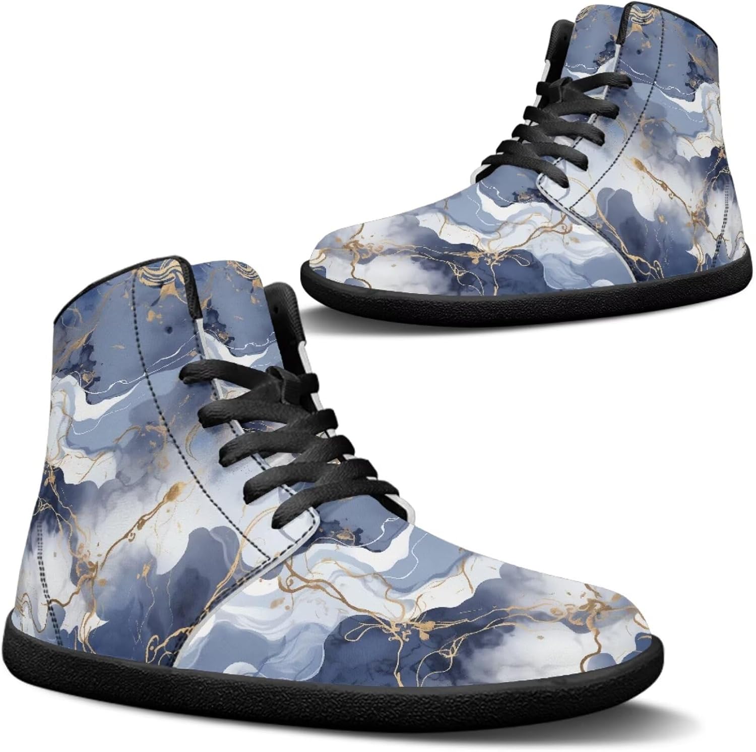 

Мужские кожаные туфли Jeiento с мраморным рисунком, обувь для босоногой ходьбы, минималистичные кроссовки с широкой носочной частью, беговые кроссовки с нулевым перепадом, синий/золотой