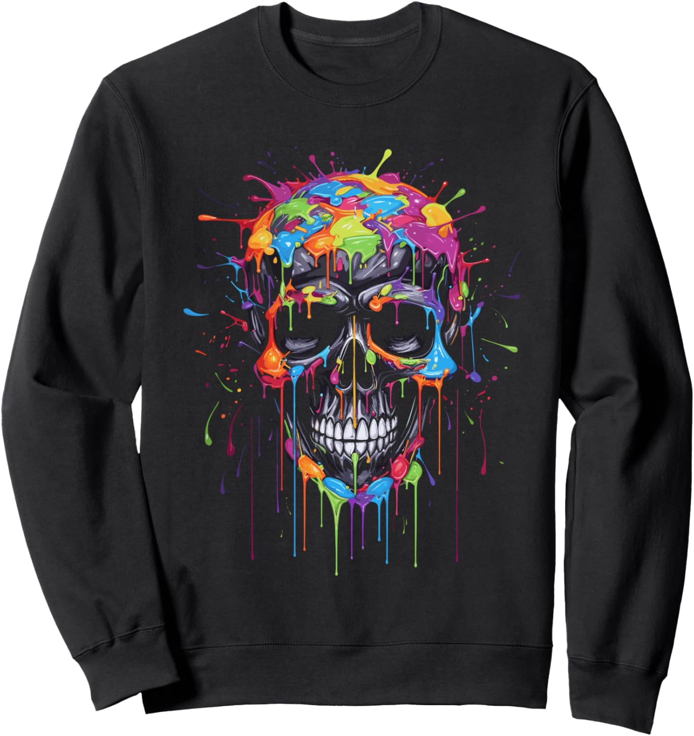 

Толстовка Skull Invader Colorful Skull Paint Splash Trippy Skeleton v6 Am Skull Invader, черный