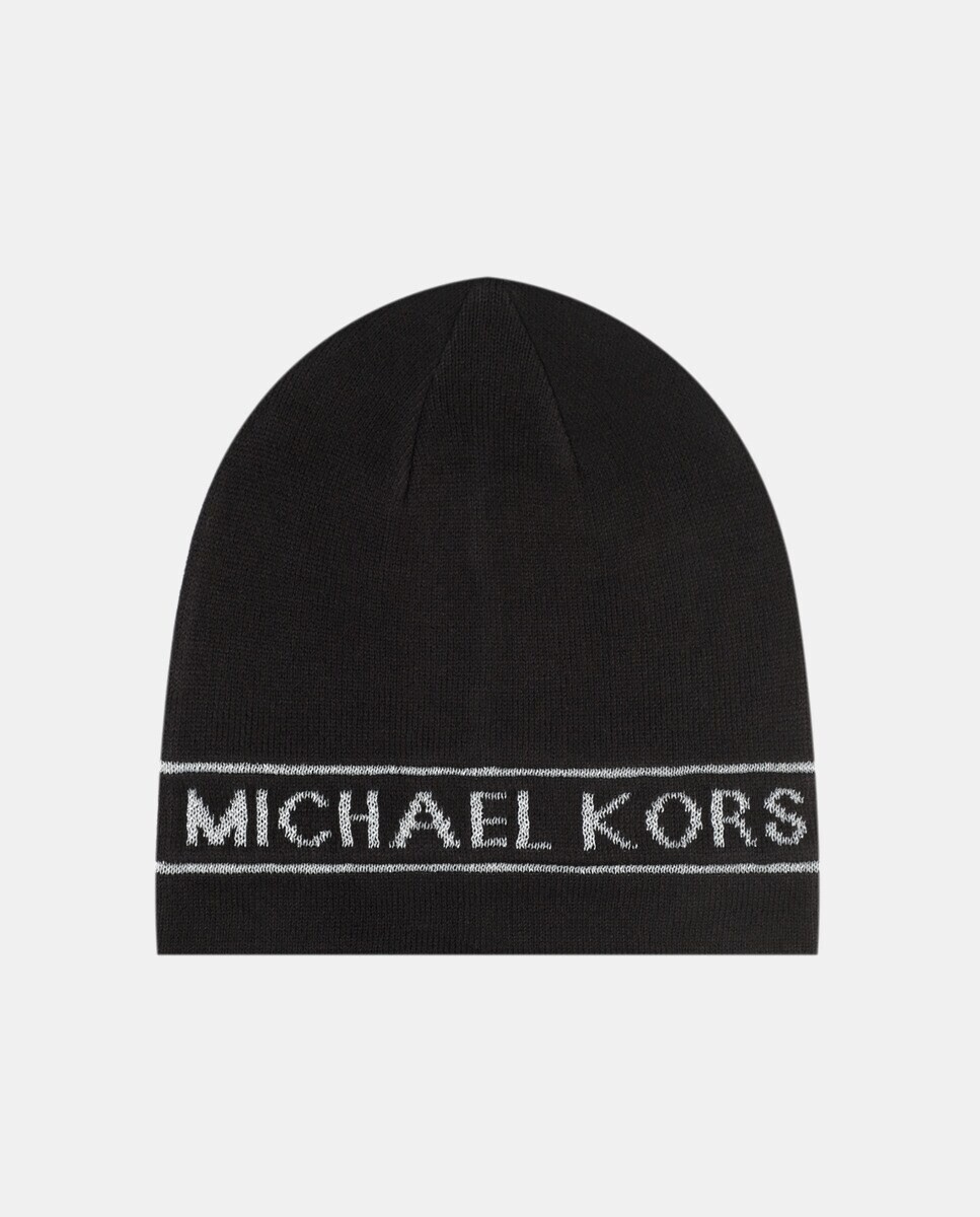 

Черная шапка-бини с логотипом на полях Michael Kors, черный