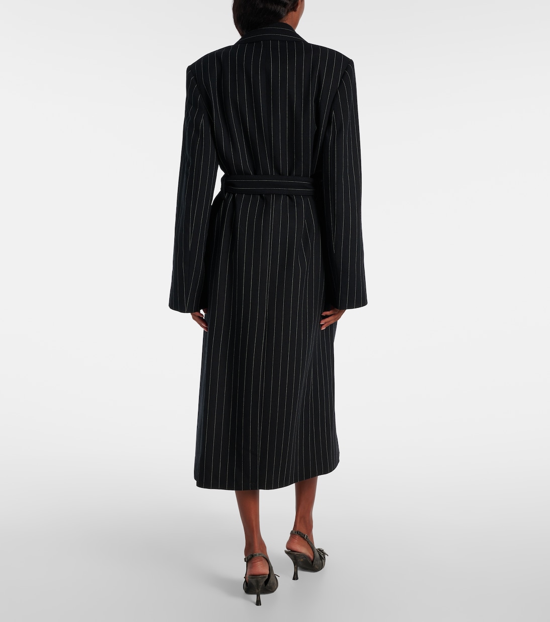 Шерстяное пальто в тонкую полоску Olyx Acne Studios, черный — фото 3