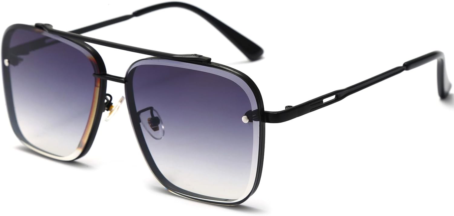 

Солнцезащитные очки AIEYEZO увеличенного квадратного размера для мужчин и женщин, модные квадратные очки-авиаторы в металлической оправе с градиентным переходом цвета, Black/Grey Gradient