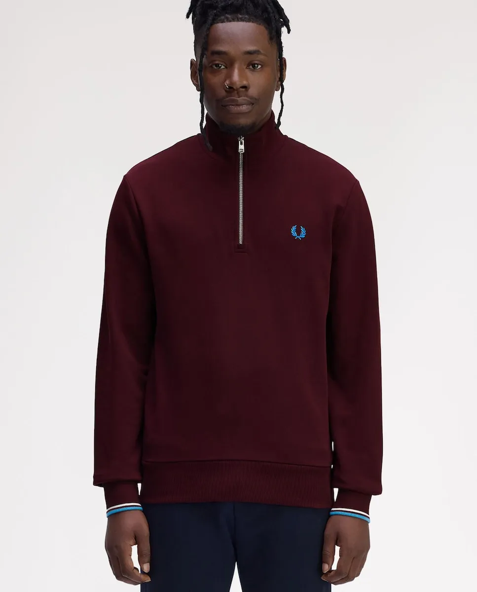 

Мужская толстовка с половинной молнией и контрастной отделкой Fred Perry, бордовый