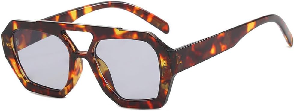 

Ретро-солнцезащитные очки с двойной перемычкой для женщин, крупная оправа, леопардовый принт, градиентные оттенки, модные и роскошные солнцезащитные очки для мужчин HVTVTLA, Amber Gray