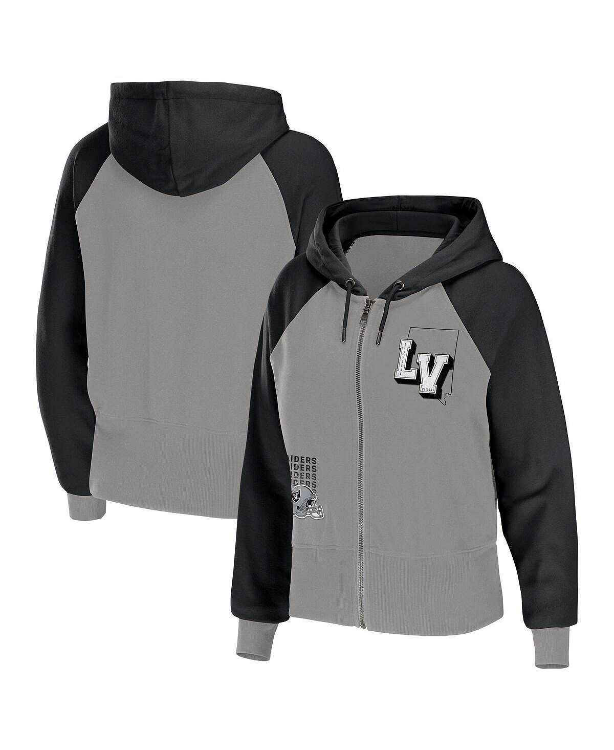 

Женская серая толстовка с молнией во всю длину с цветными блоками Las Vegas Raiders WEAR by Erin Andrews, серый