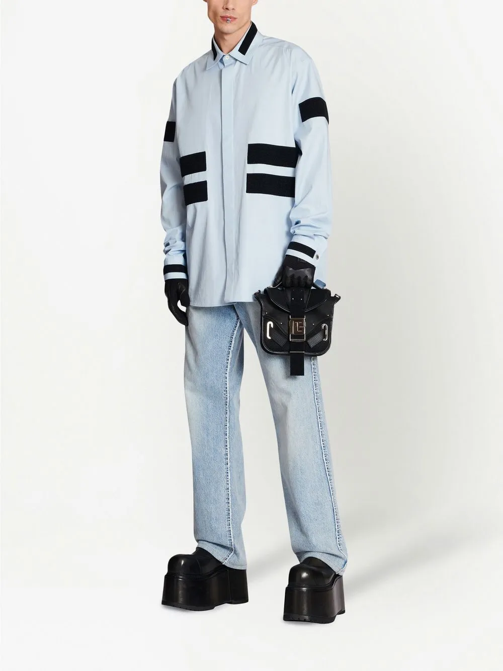 Прямые джинсы свободного кроя BALMAIN, синий — фото 2