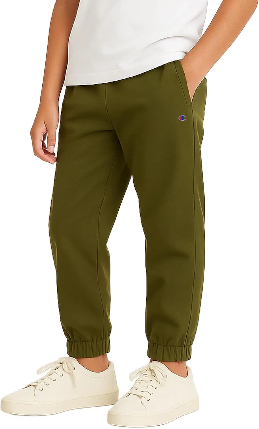 Детские спортивные брюки Champion из саржи, эластичного хлопка, с карманами, Olive Night
