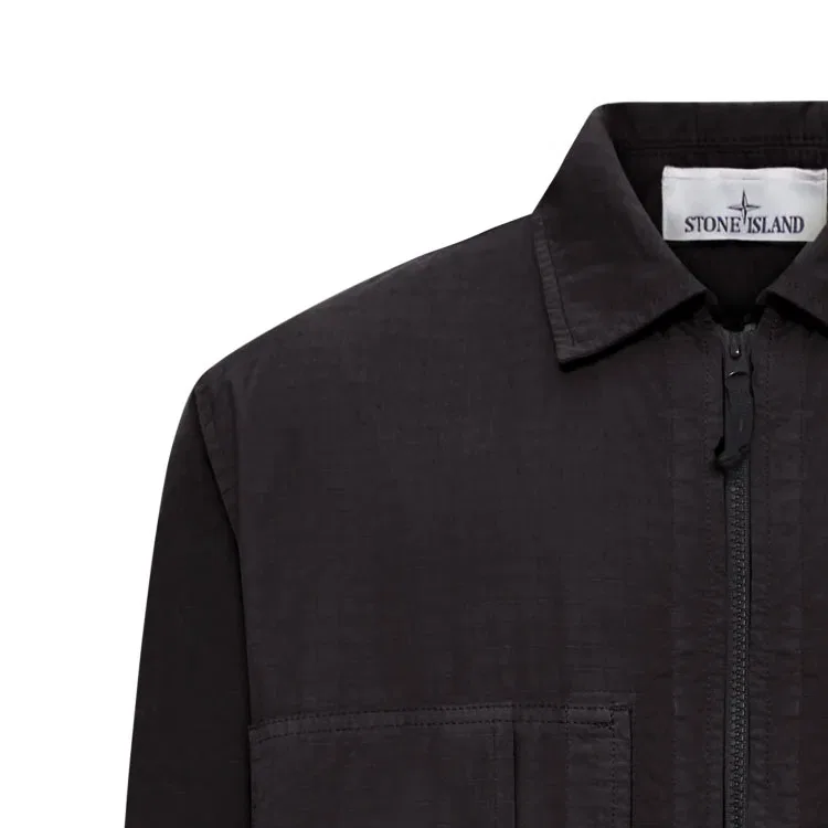 Рубашка свободного кроя с молнией Stone Island Black — фото 3