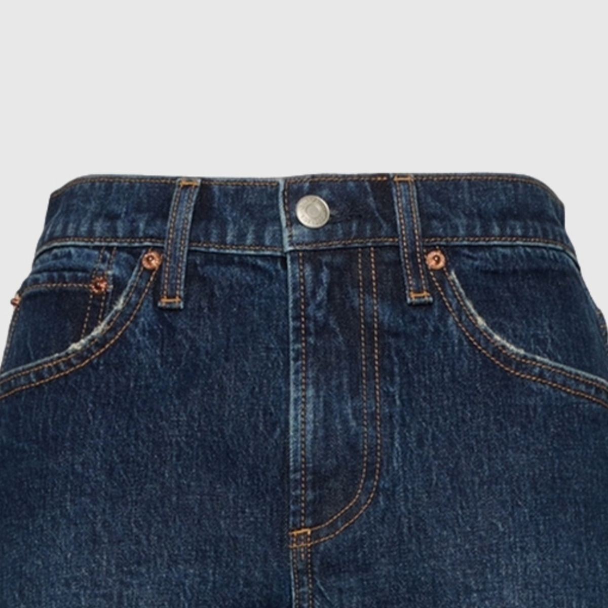 Джинсы женские темные потертые умеренно прямые GAP, темно-color washed — фото 3