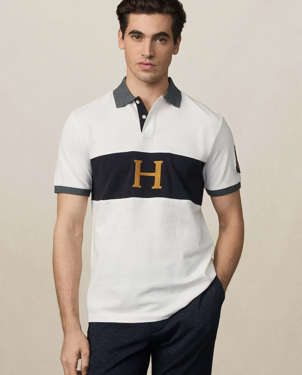 

Поло с гербовой нашивкой Heritage Hackett, кремовый