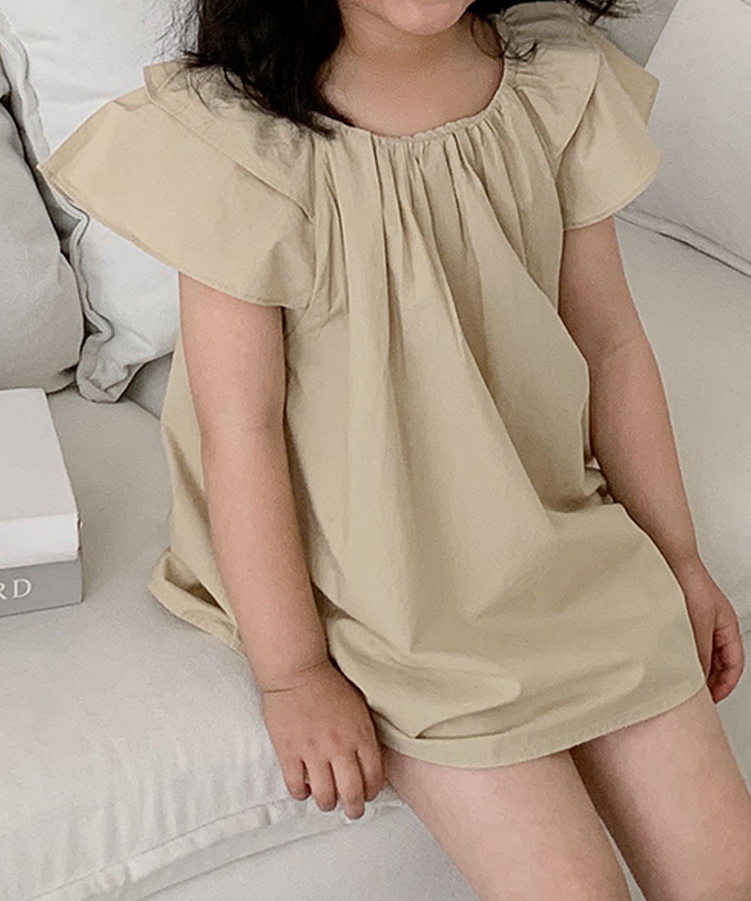 Хлопковая блузка с оборками на рукавах Aimoha Kids, Light green
