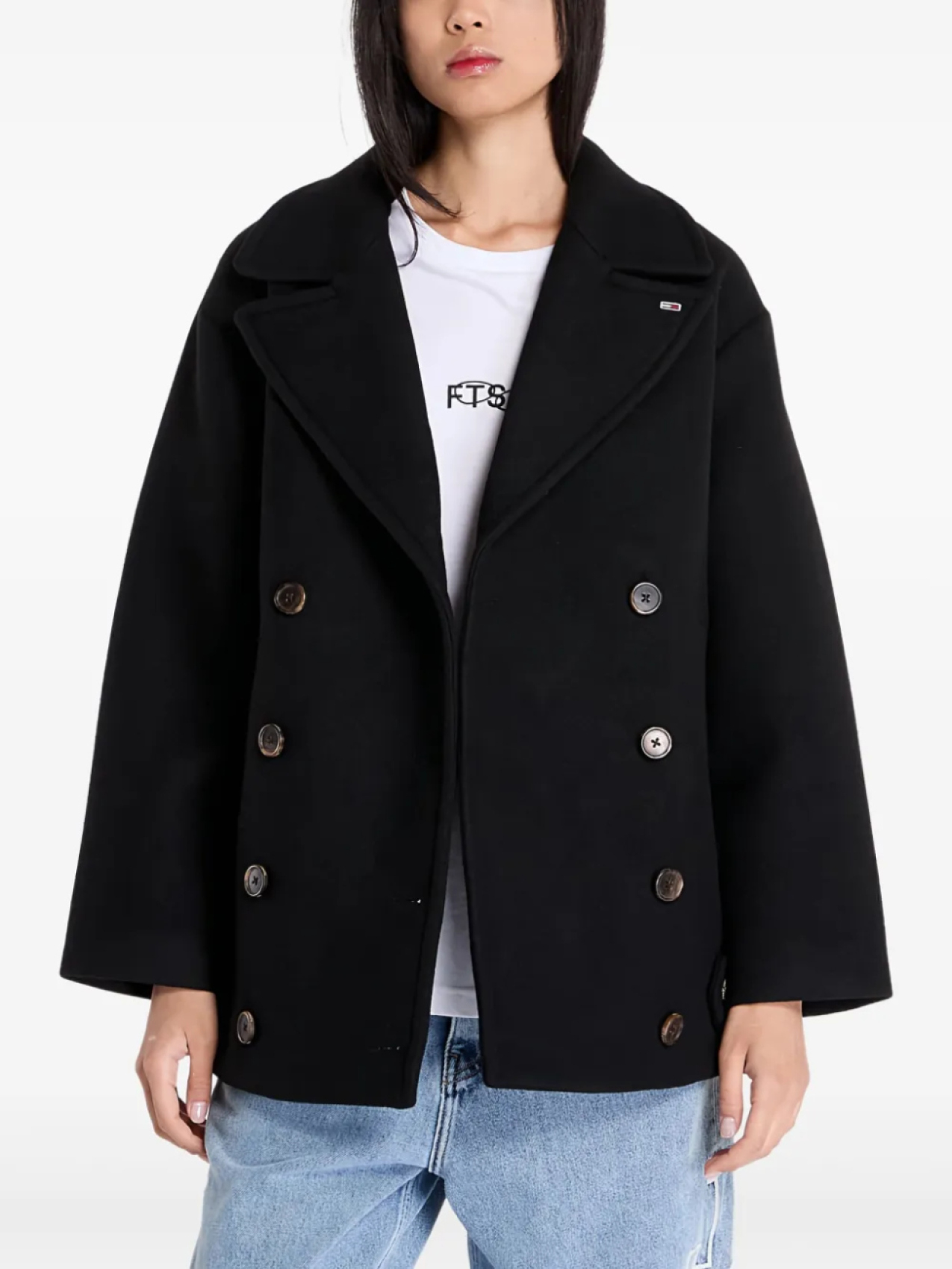

Tommy Hilfiger двубортный бушлат, черный