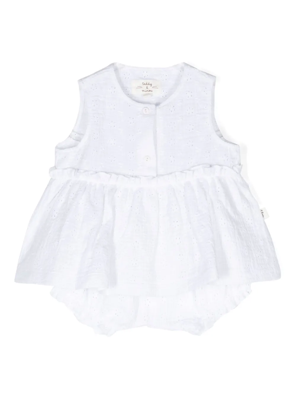 

Комплект из платья и шортов с английской вышивкой Teddy & Minou, белый