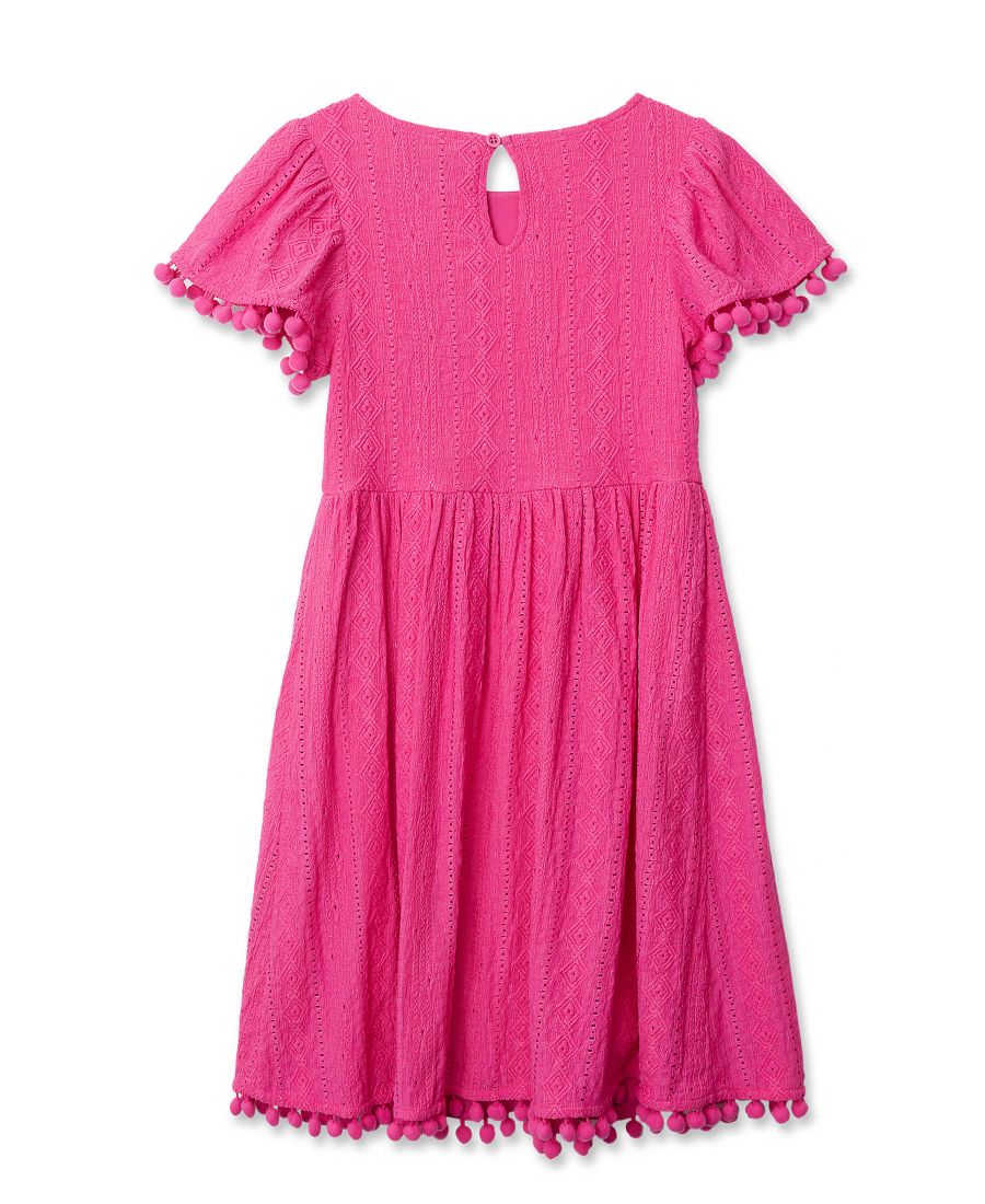 Детское кружевное платье с короткими рукавами Lands' End, Rose violet — фото 2
