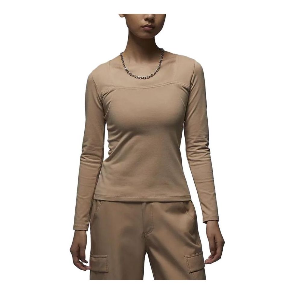 

Спортивный топ (WMNS) Air Jordan Long Sleeve Top 'Tan' FB5201-277, желто-коричневый