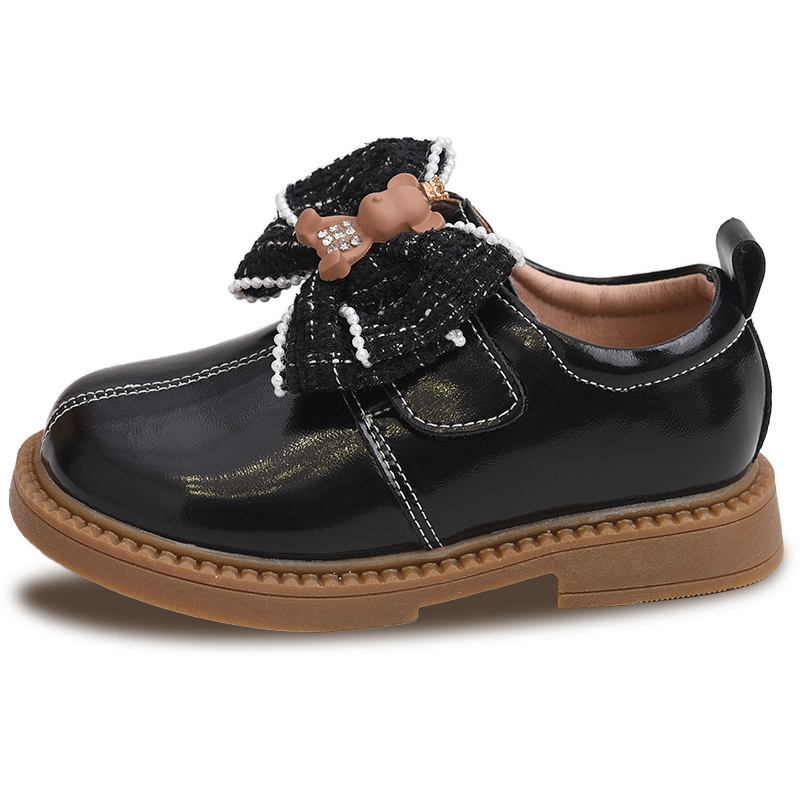 

Нескользящие, амортизирующие, легкие, низкие детские кожаные туфли для детей Budding, черный