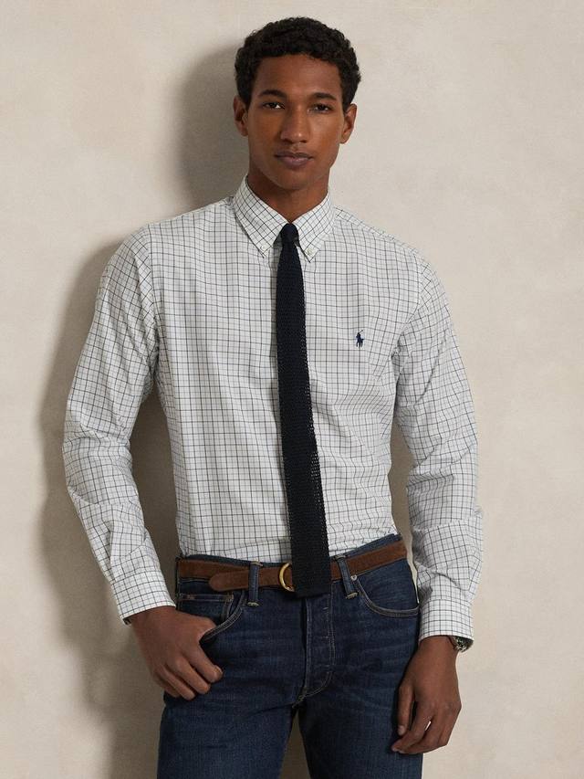 

Хлопковая поло рубашка в клетку Custom Fit Ralph Lauren, Nevis Blue Multi