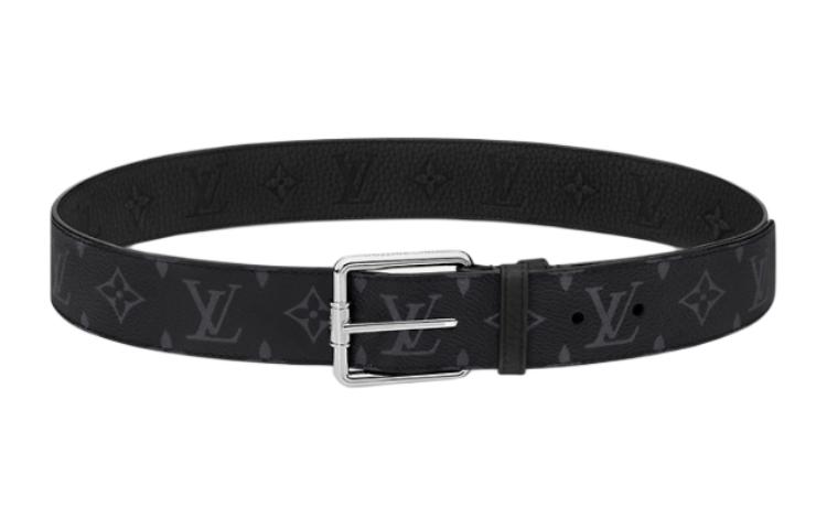 

Кожаный ремень мужской черный ширина 4 см LOUIS VUITTON