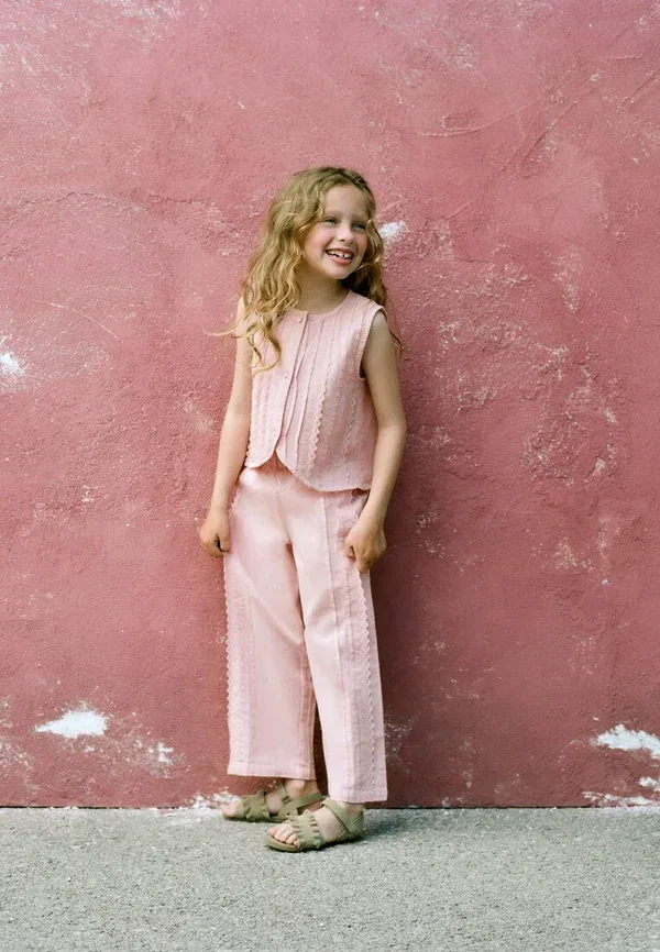 Блуза детская Mango Kids, розовая — фото 2