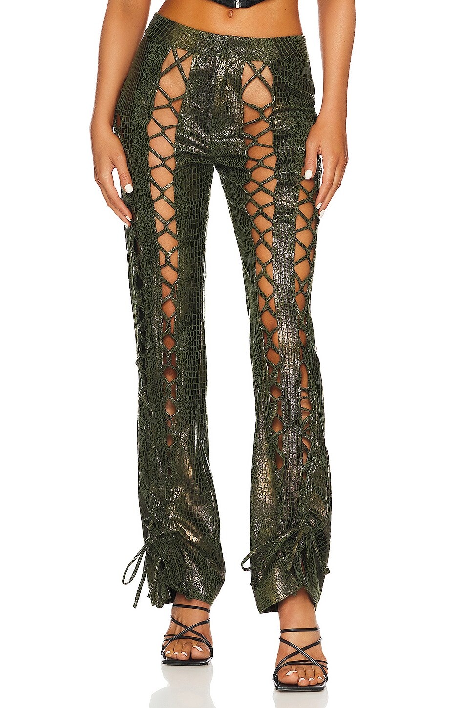 

Брюки Kim Shui Lace Up Croc, черный