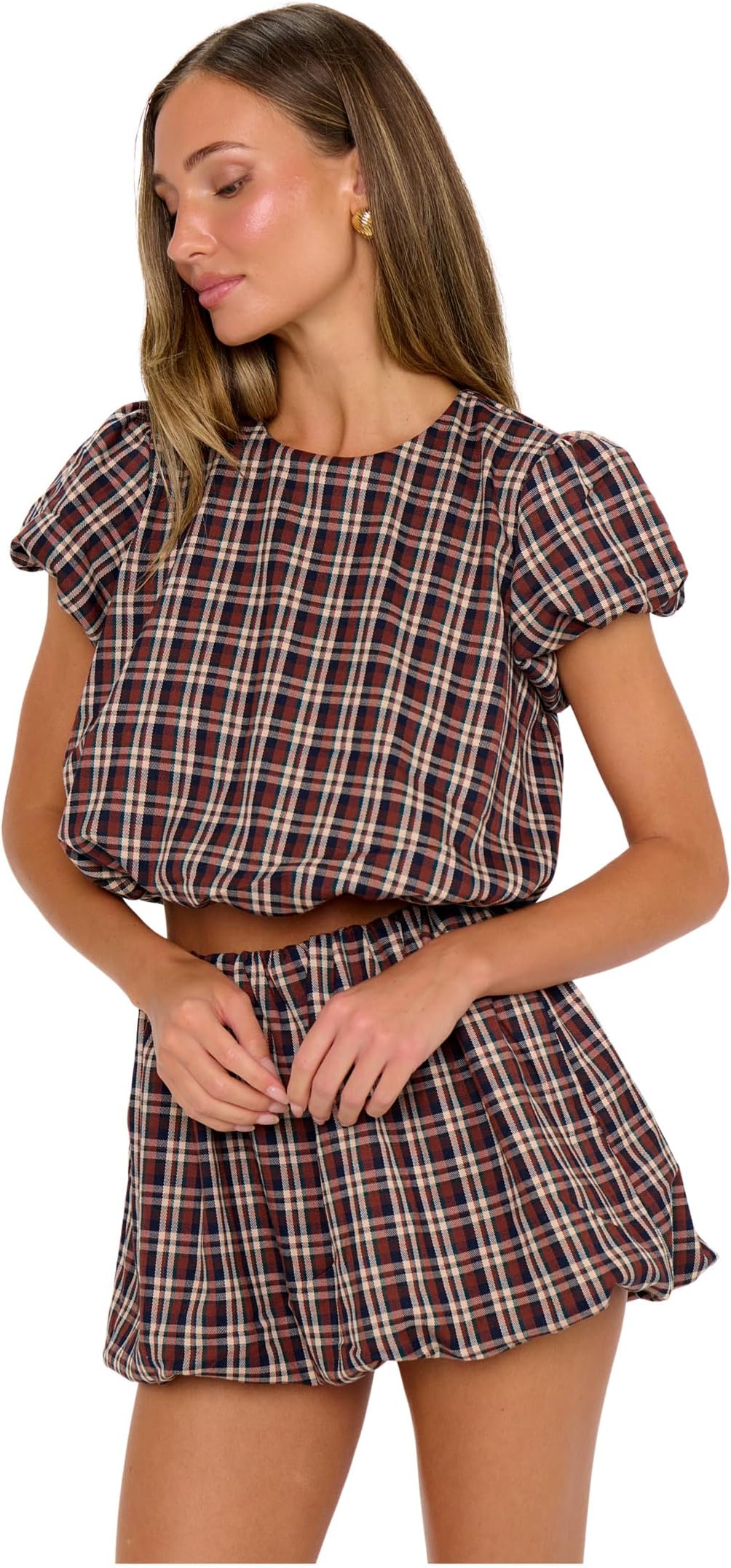 

Топ Show Me Your Mumu Highland Crop Top, цвет Saddle Plaid