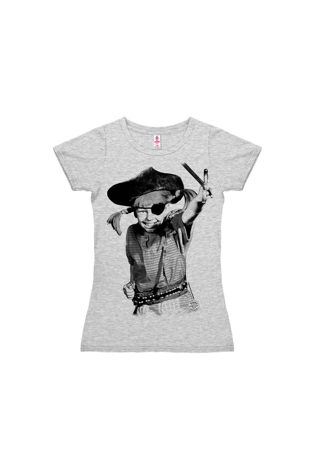 

Новая футболка для девочек «Пеппи» — «Пират» LOGOSHIRT, цвет Grey-melange