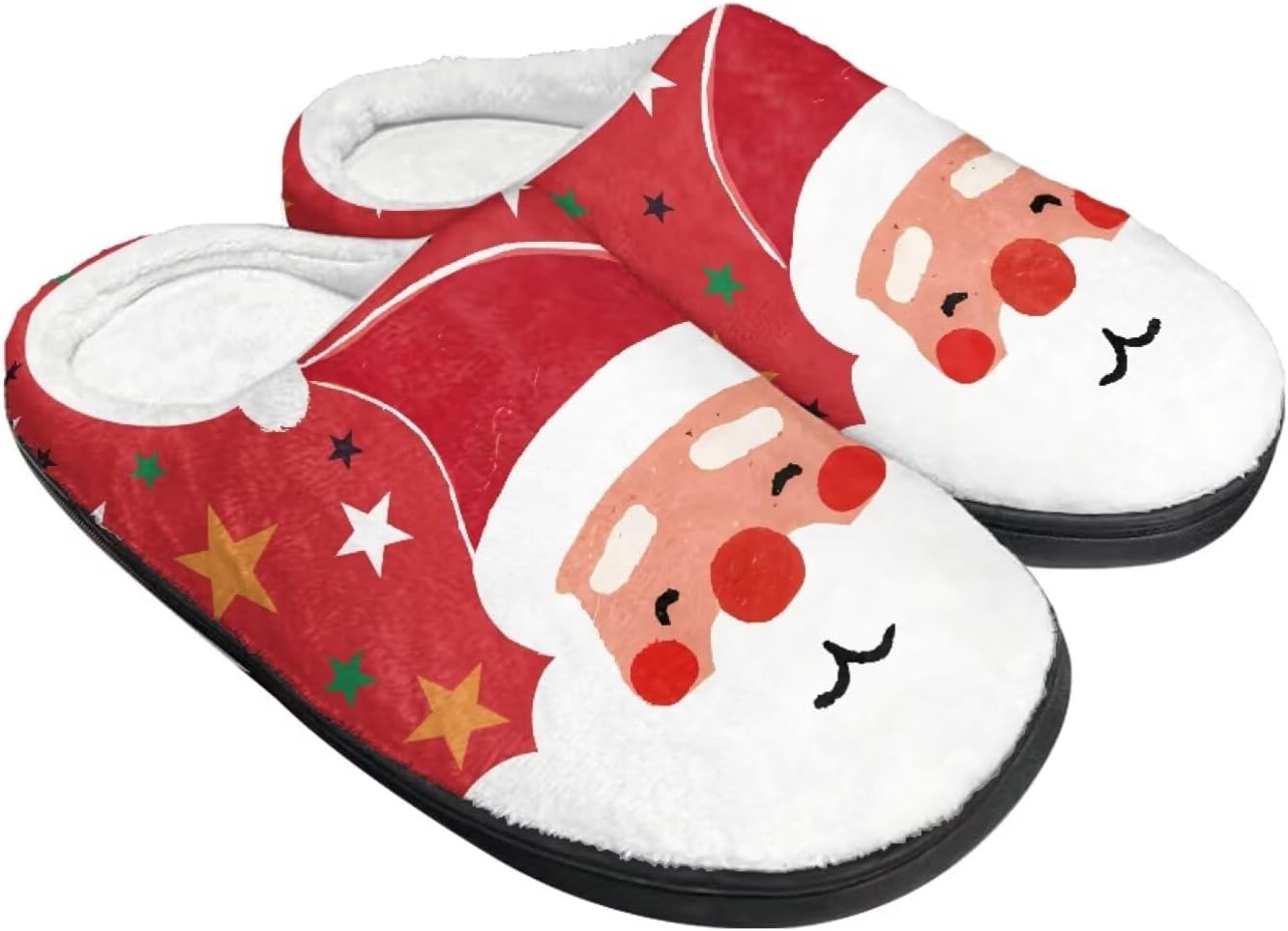 

Мужские зимние пушистые плюшевые тапочки Qoiuvncy с черепом, мягкие теплые домашние тапочки с хлопковой подошвой, противоскользящие, Xmas Santa Claus