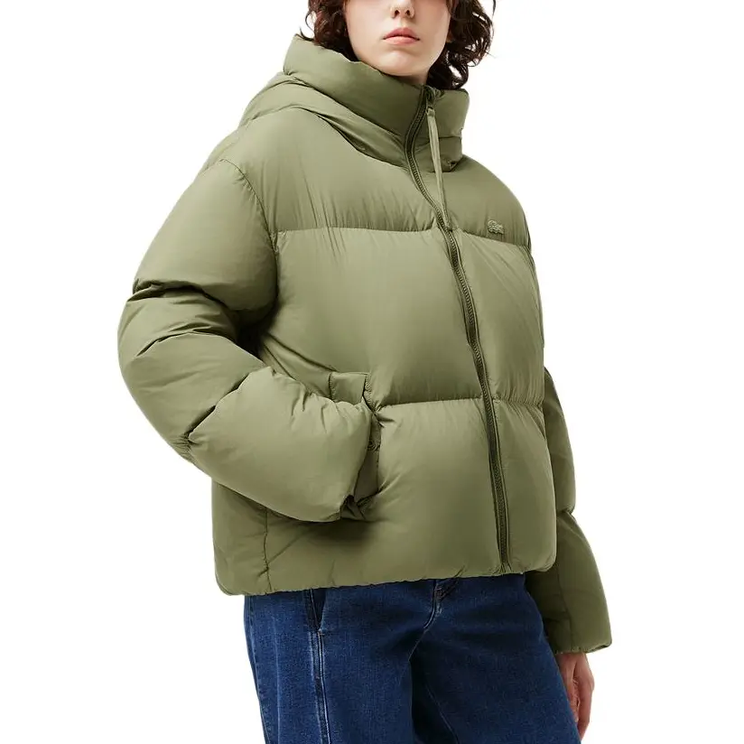 Женская пуховая куртка LACOSTE Khaki Green, цвет хаки — фото 4