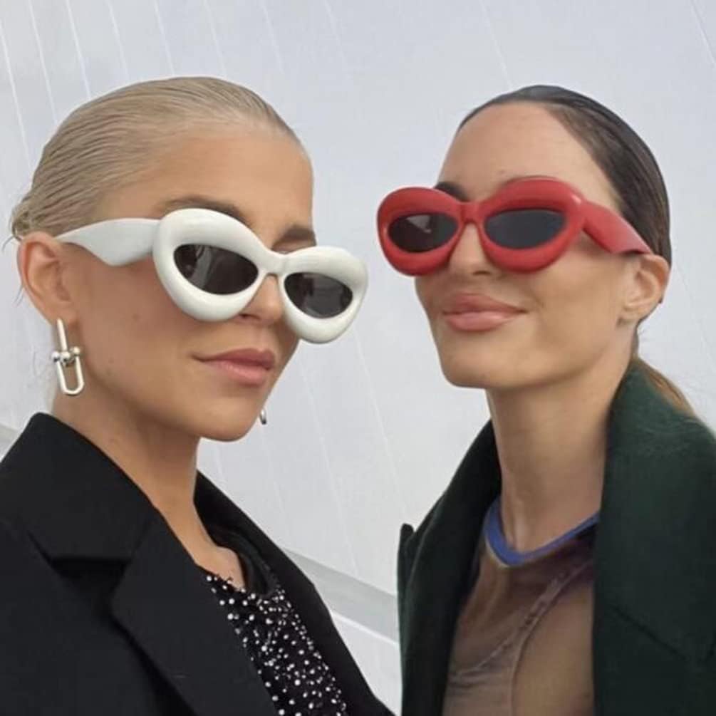 

Забавные надувные солнцезащитные очки в виде шарика с рисунком во рту, женские милые надувные очки, модные солнцезащитные очки для показа мод PUB, White Frame Gray Flakes